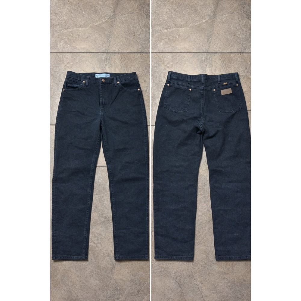 Wrangler Mens 40x30 Black Cowboy Cut Straight Leg Jeans 13MWZWK Cotton Denim